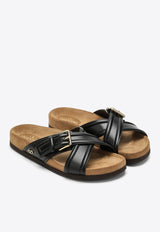 VLogo Cross-Over Strap Leather Sandals