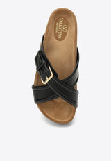VLogo Cross-Over Strap Leather Sandals