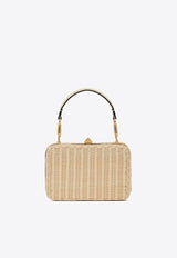 Hard Straw VLogo Clutch Bag