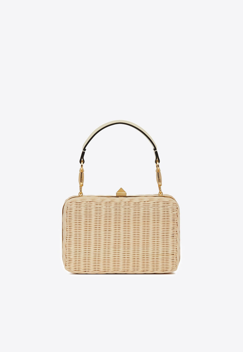 Hard Straw VLogo Clutch Bag