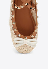 Rockstud Ballet Flats with Crochet Embroidery
