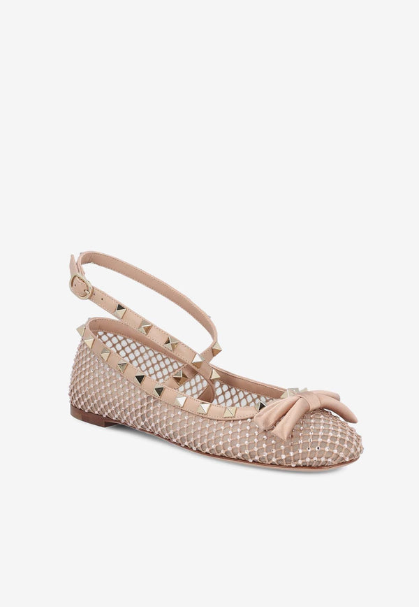 Rockstud Crystal Mesh Ballerinas