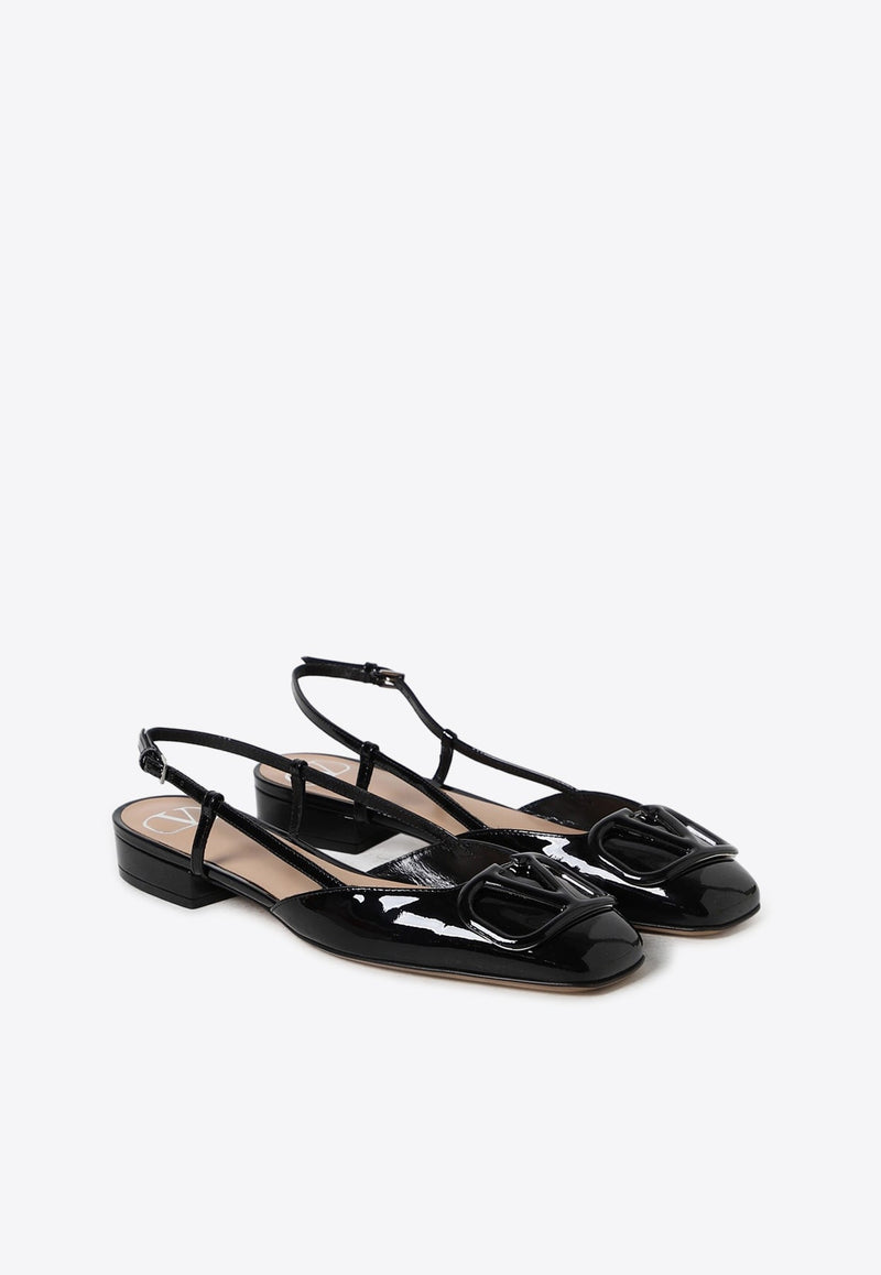 VLogo Patent Leather Slingback Flats