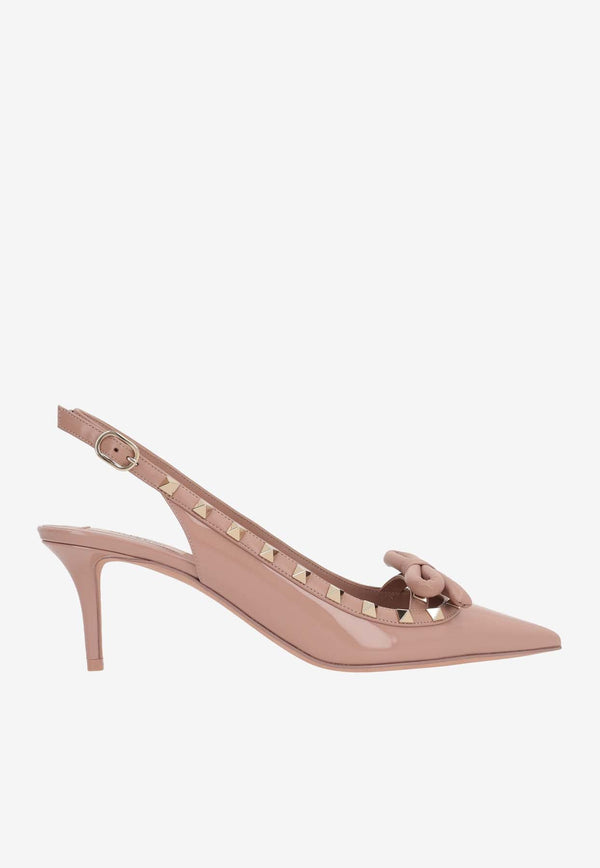 Rockstud Bow 60 Slingback Pumps in Patent Leather