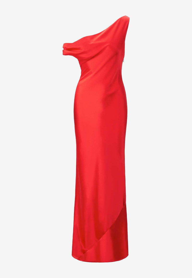 Ashanti One-Shoulder Satin Maxi Dress