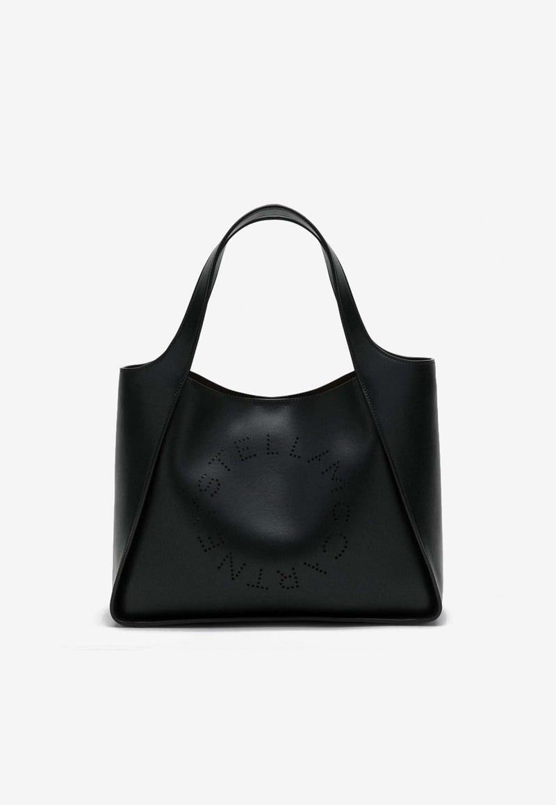 Perforated Logo Faux Leather Tote Bag