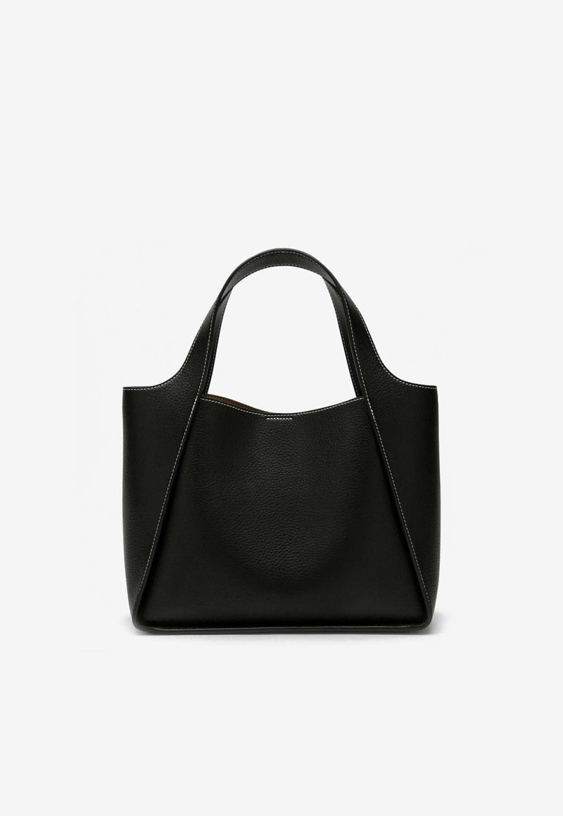 Perforated Logo Grained Leather Tote Bag