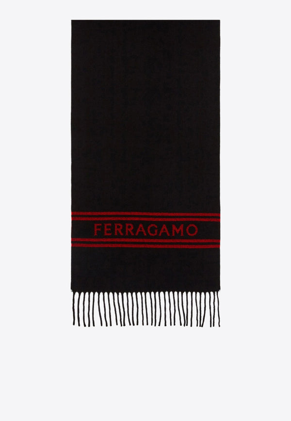 Logo Cashmere Fringed Scarf