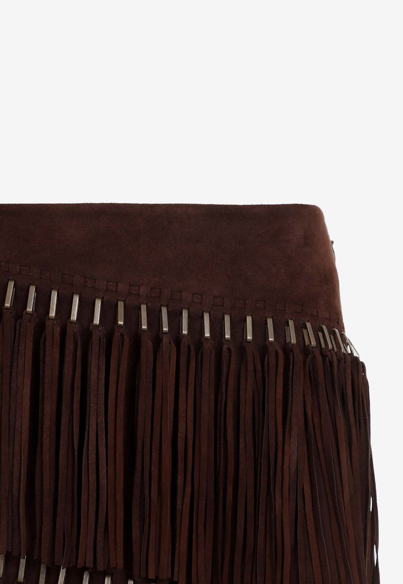 Fringed Suede Mini Skirt