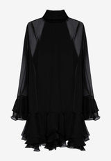 Semi-Sheer Ruffled Mini Dress