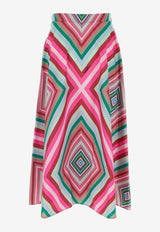 Geometric Print Midi Skirt