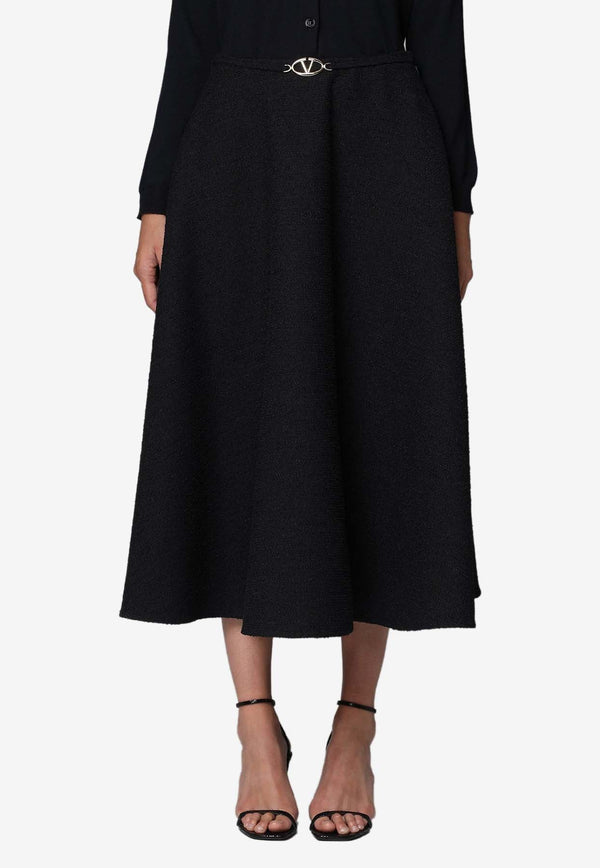 VLogo Boucle Flared Midi Skirt