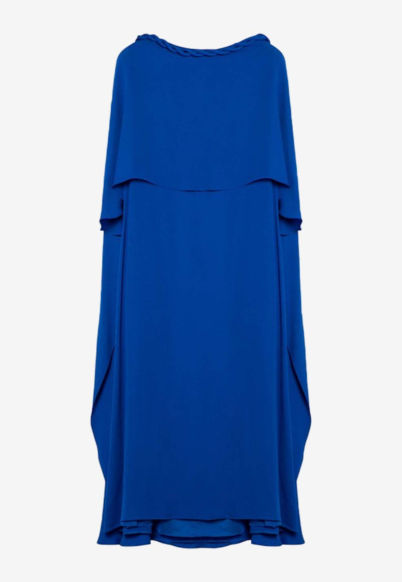 Draped Silk Midi Cape Dress