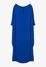 Draped Silk Midi Cape Dress