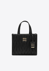 Logo Lettering Quilted Leather Tote Bag