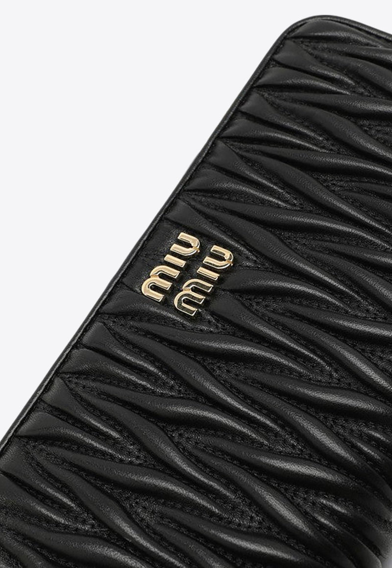 Logo Lettering Zip-Around Wallet in Quilted Leather