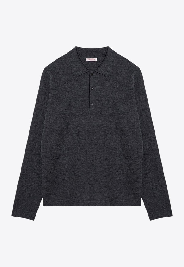 Long-Sleeved Wool Polo T-shirt