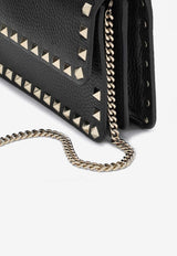 Rockstud Grained Leather Chain Clutch