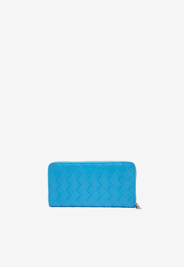 Zip-Around Wallet in Intrecciato Leather