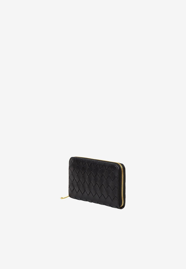 Zip-Around Wallet in Intrecciato Leather