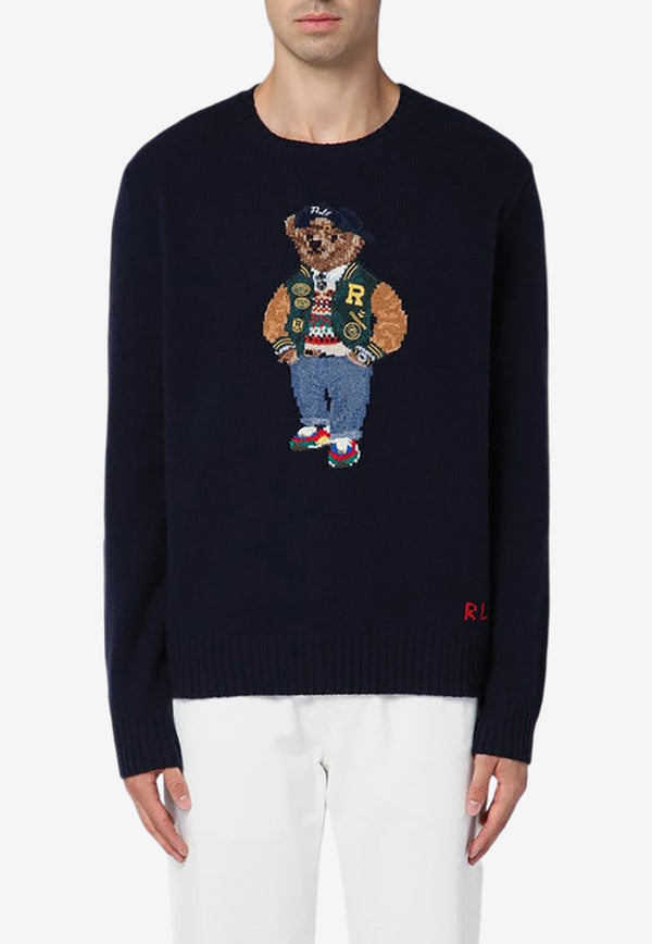 Intarsia Knit Polo Bear Sweater