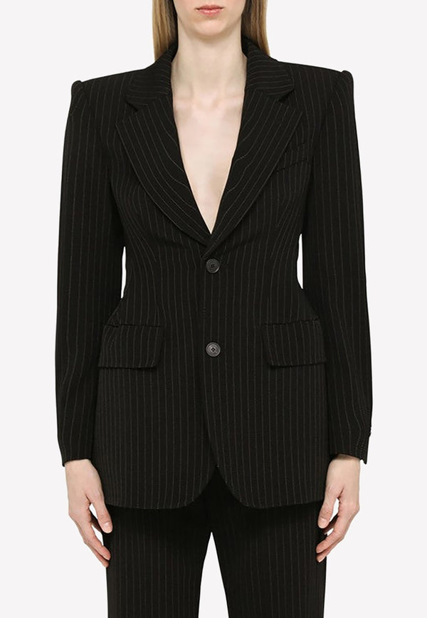 Pinstripe Single-Breasted Blazer