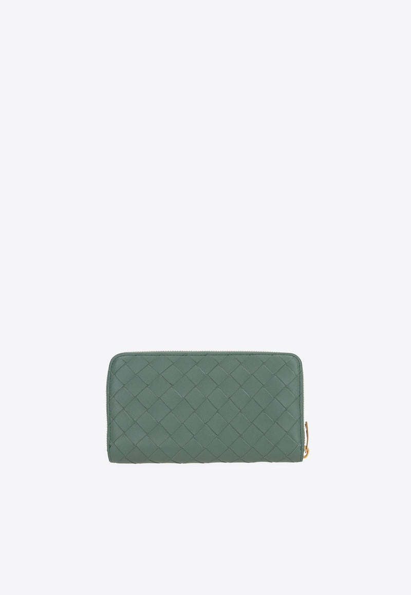 Zip-Around Wallet in Intrecciato Leather