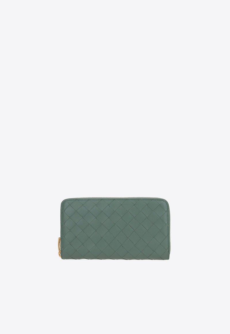 Zip-Around Wallet in Intrecciato Leather