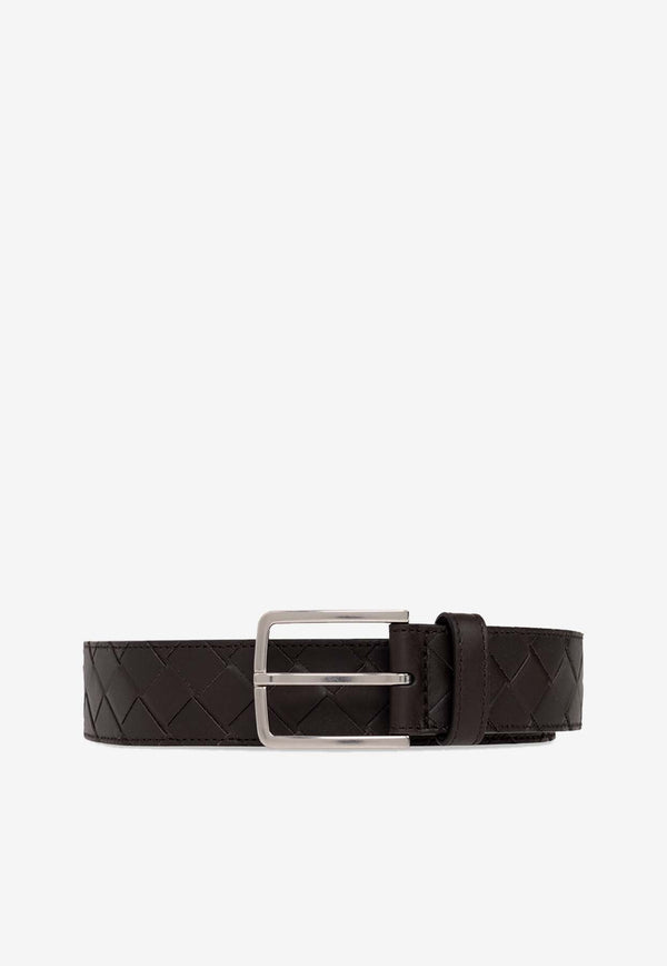 Intrecciato Leather Buckled Belt
