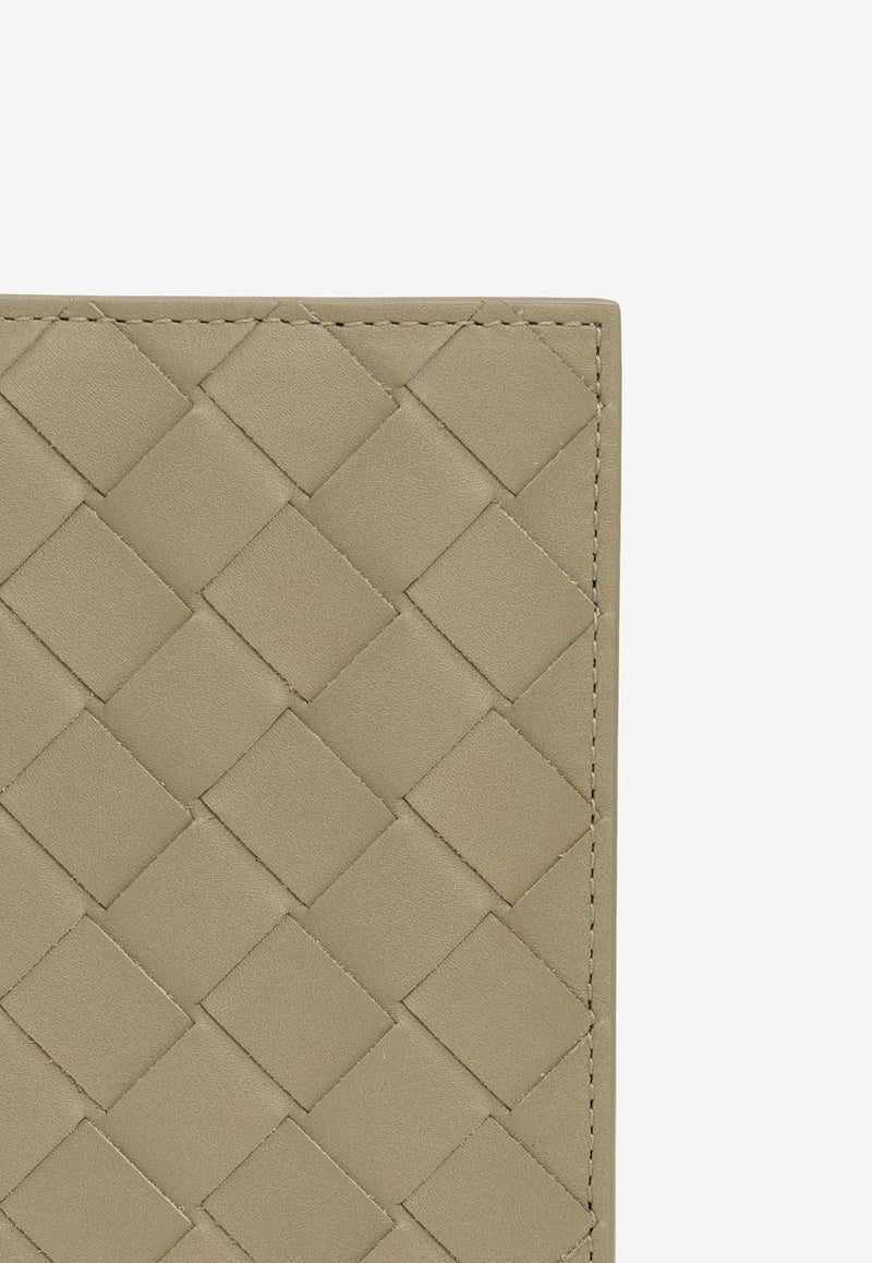 Bi-Fold Slim Intrecciato Leather Long Wallet