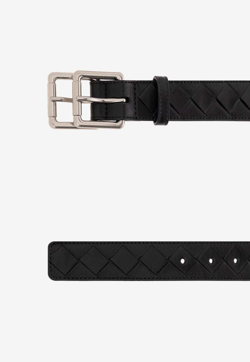 Double-Buckle Leather Belt