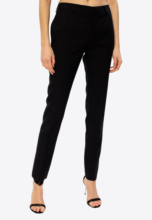 Tapered-Leg Tailored Wool Pants