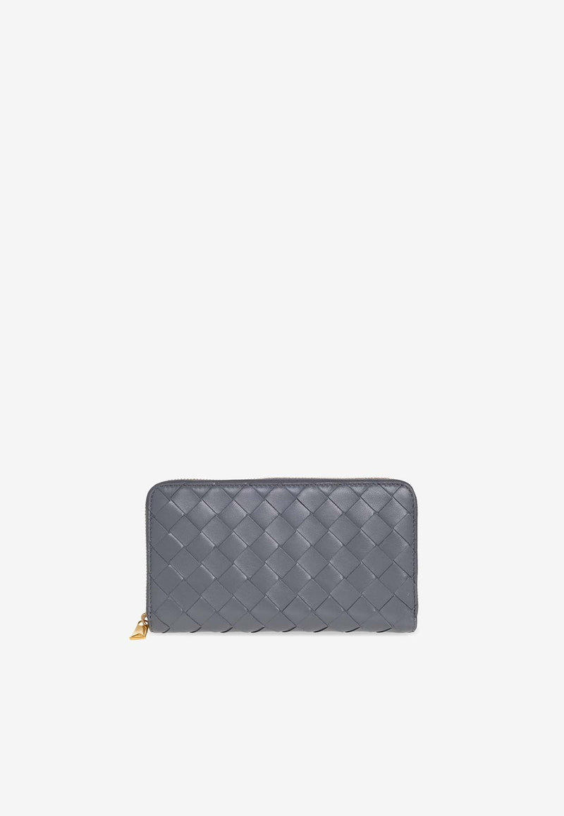 Intrecciato Leather Zip-Around Wallet