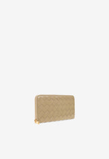 Intrecciato Leather Zip-Around Wallet