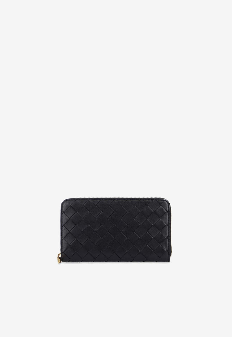 Intrecciato Leather Zip-Around Wallet