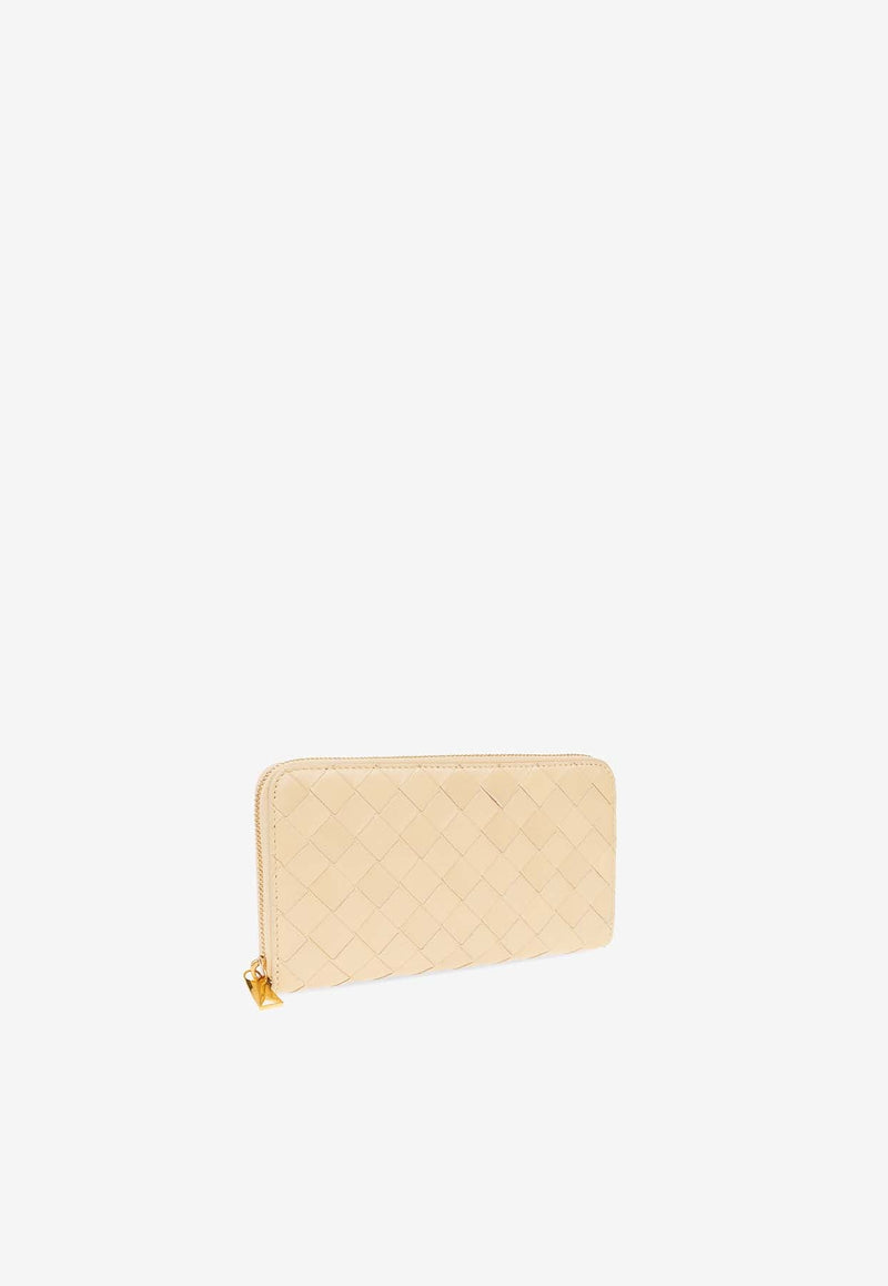 Intrecciato Leather Zip-Around Wallet