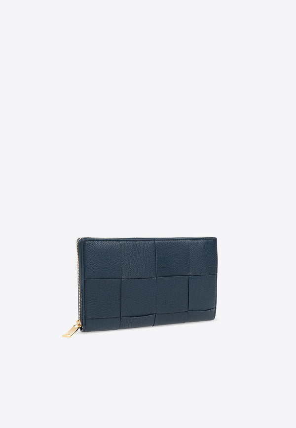 Cassette Zip-Around Wallet in Intrecciato Leather