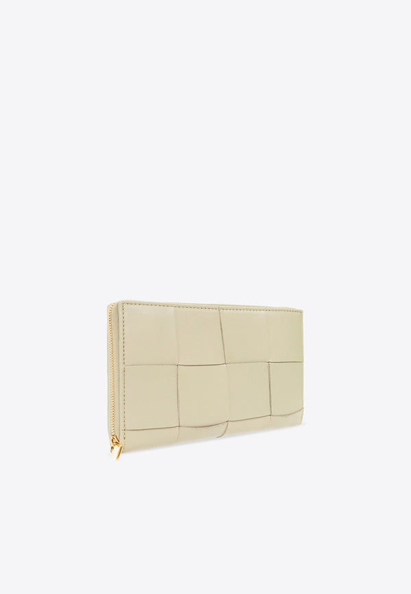 Cassette Zip-Around Wallet in Intrecciato Leather