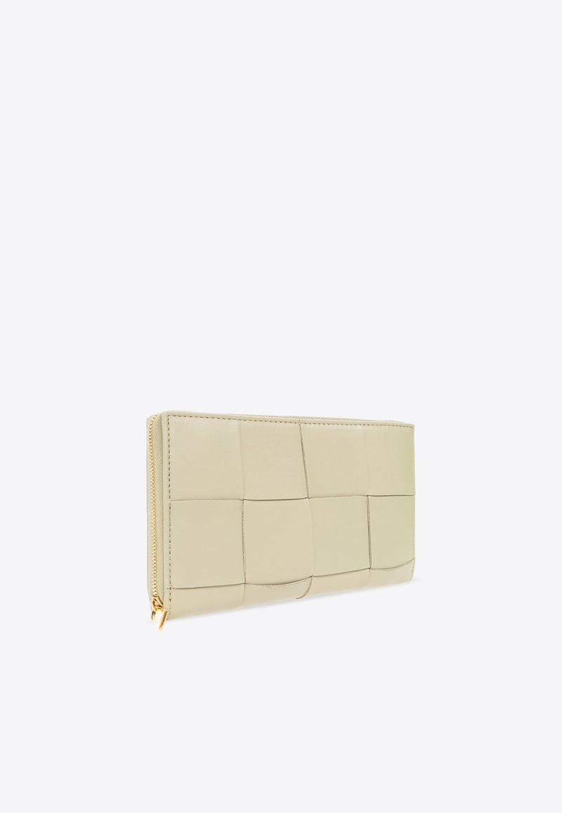 Cassette Zip-Around Wallet in Intrecciato Leather