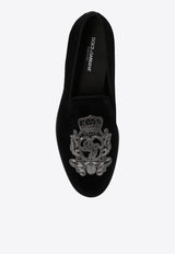 Embroidered Velvet Loafers