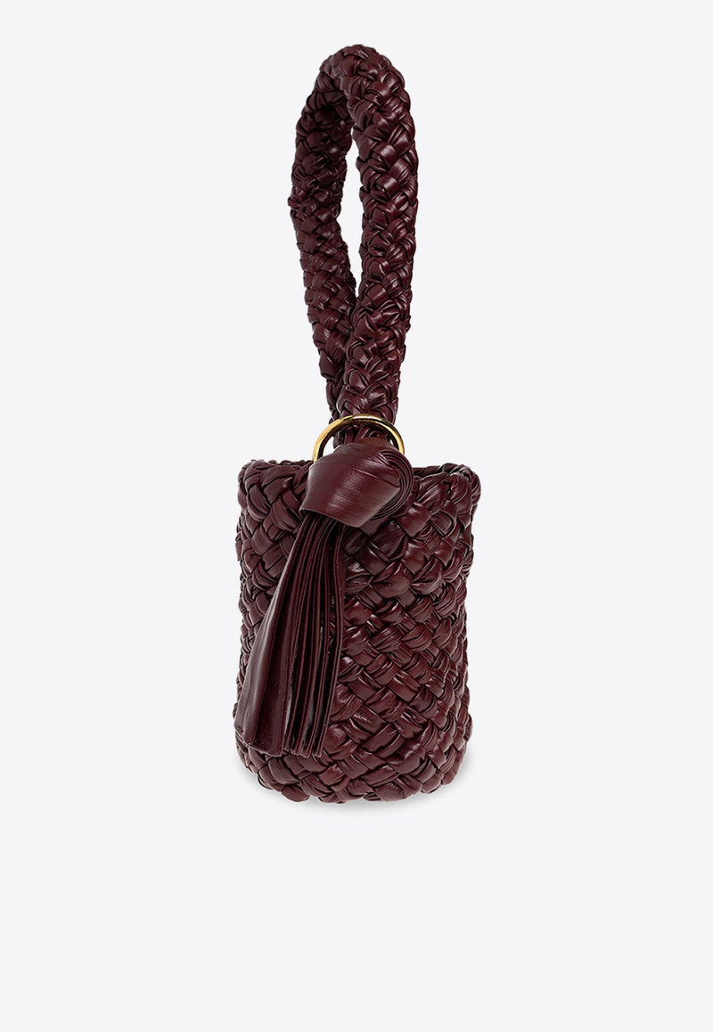 Small Kalimero Foulard Intreccio Leather Bucket Bag