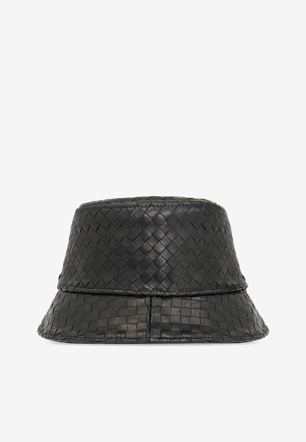 Intrecciato Weave Leather Bucket Hat