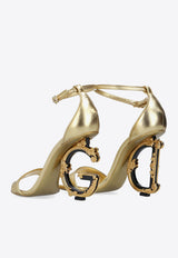 Keira 105 Metallic Leather Sandals with DG Baroque Heel