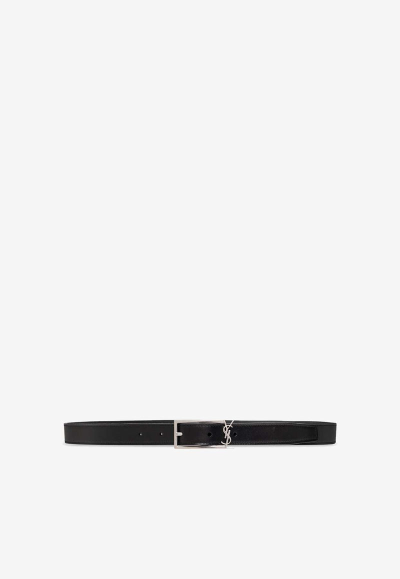 Logo Plaque Buckle Leather Belt