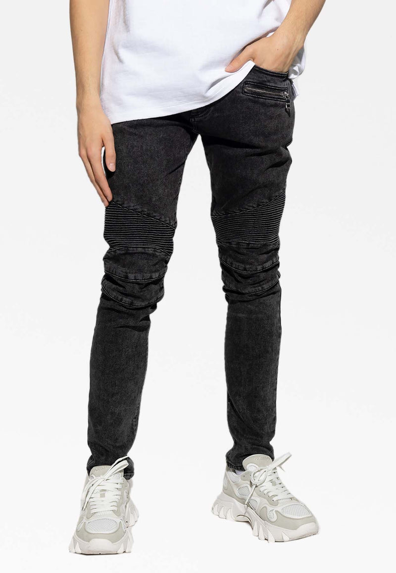 Distressed-Effect Slim-Fit Jeans