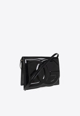 3D-Effect Logo Patent-Leather Crossbody Bag