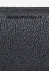 Engraved Logo Zip-Around Leather Wallet