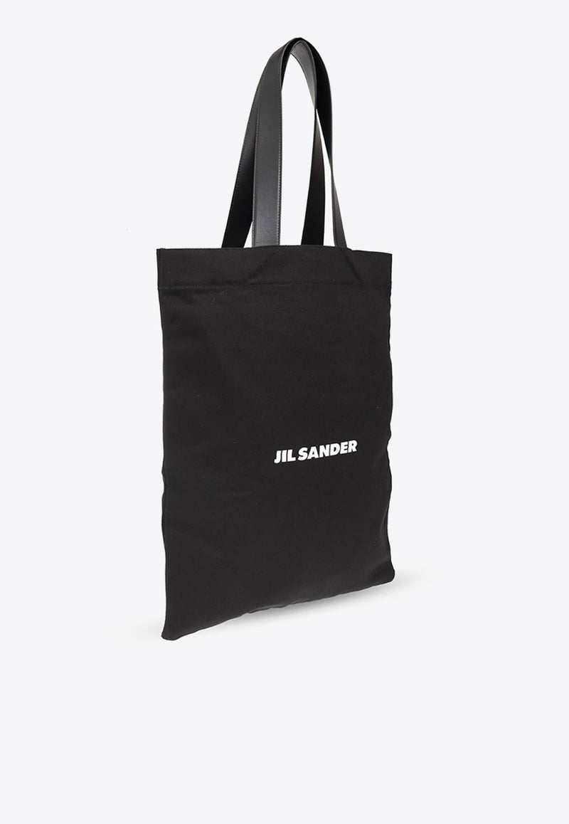 Large Logo Print Flat Tote Bag