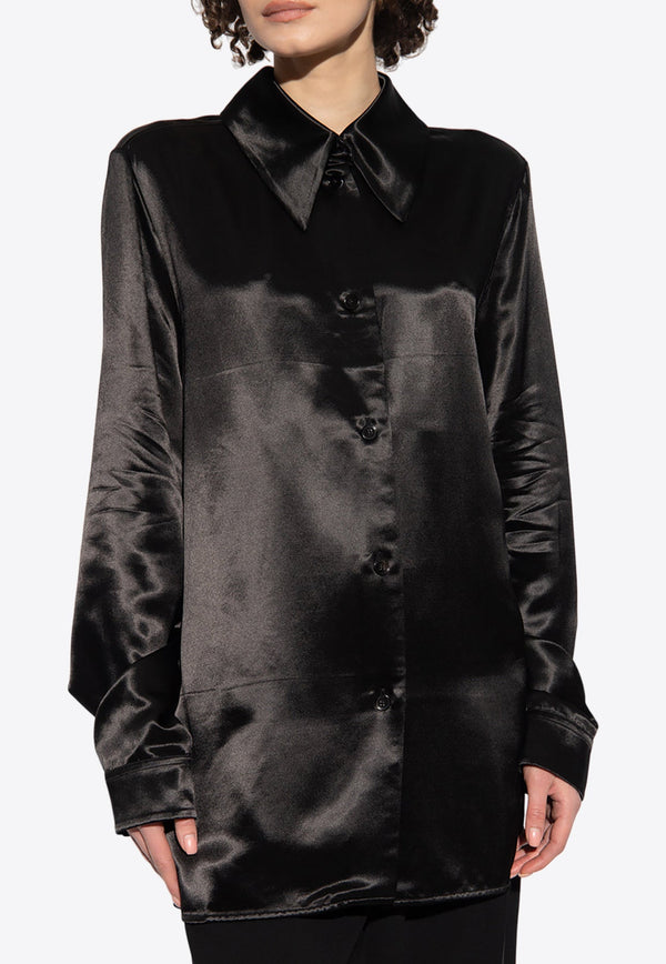 Pointed Collar Satin Shirt