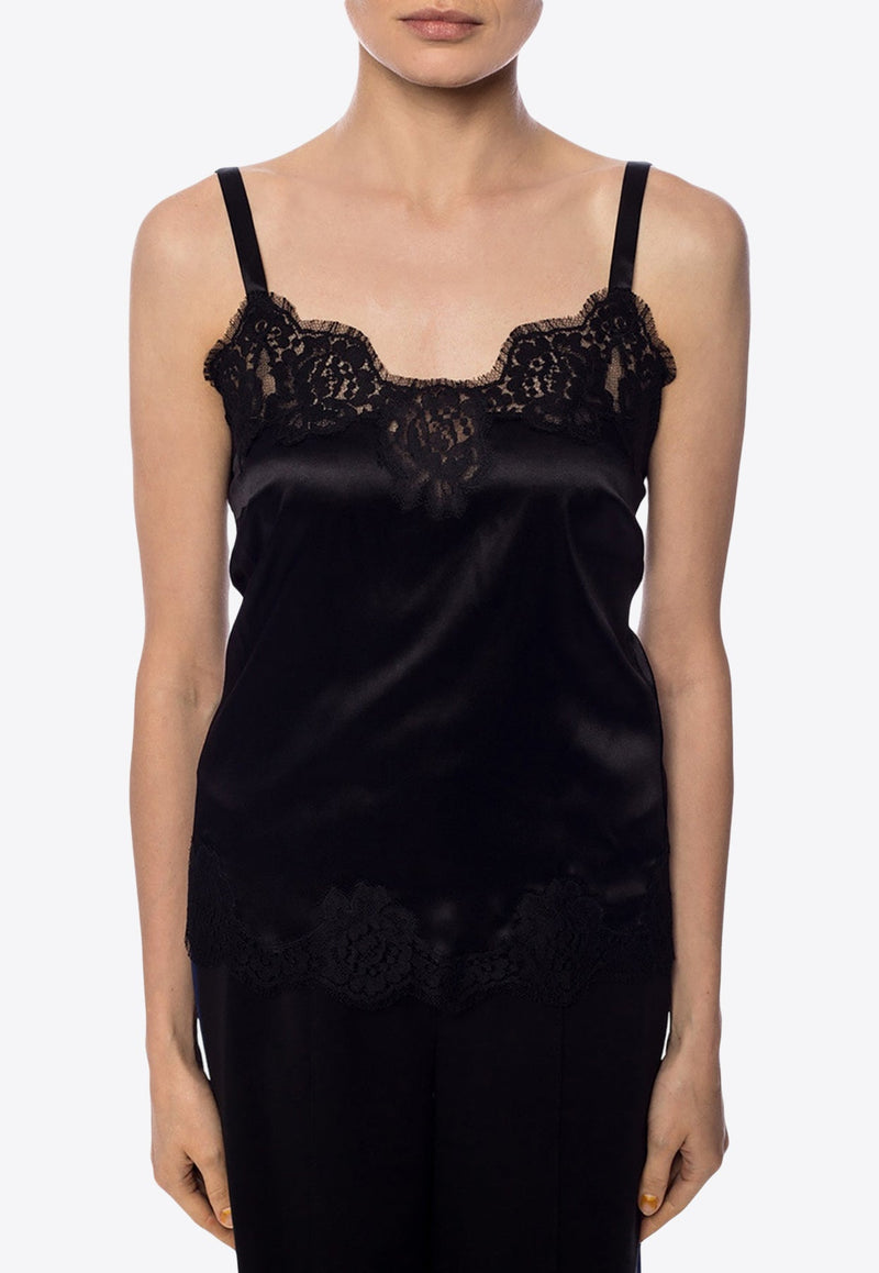 Lace-Trimmed Satin Top